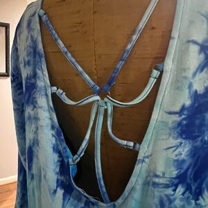 Umgee Blue Tie-Dye Tank/tunic with Open Back Detail